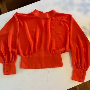 Zara Orange Flowy Blouse